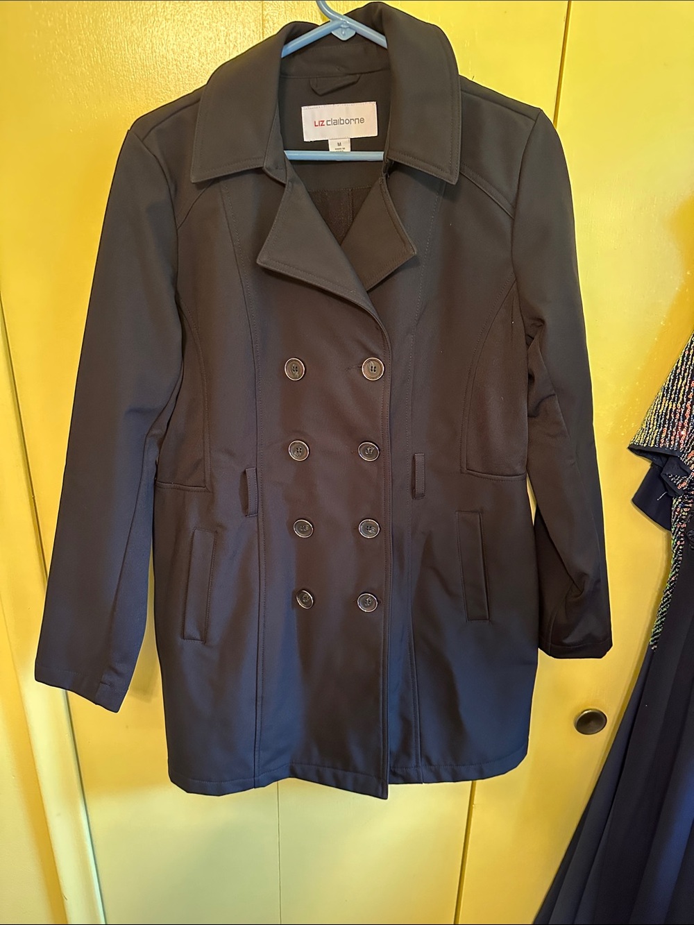 Liz Claiborne Navy Double-Breasted Coat size medium